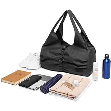 Y.U.M.C. Travel Yoga Gym Bag for Women, Carrying Workout Gear, Makeup, and Accessories, Shoe Compartment and Wet Dry Storage Pockets（Medium，RS）