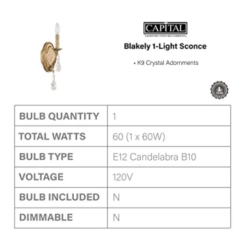 Capital Lighting Blakely K9 Crystal Wall Sconce 60 Watt