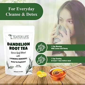 Dandelion Root Tea for Liver Cleanse Detox (pack of 1 85g) with Milk Thistle, Burdock Root, Licorice Root, Ginger Root, Turmeric Root| Helps Boost Immunity & Cleanse