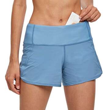 Women's Workout Athletic Running Sports Shorts with Mesh Liner & Pocket on Waist Band