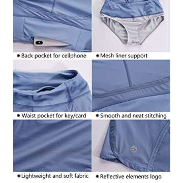 Women's Workout Athletic Running Sports Shorts with Mesh Liner & Pocket on Waist Band