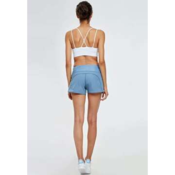 Women's Workout Athletic Running Sports Shorts with Mesh Liner & Pocket on Waist Band