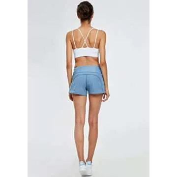 Women's Workout Athletic Running Sports Shorts with Mesh Liner & Pocket on Waist Band
