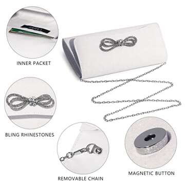 Labair Women's Evening Bag – Elegant Sparkly Bow Clutch Purse