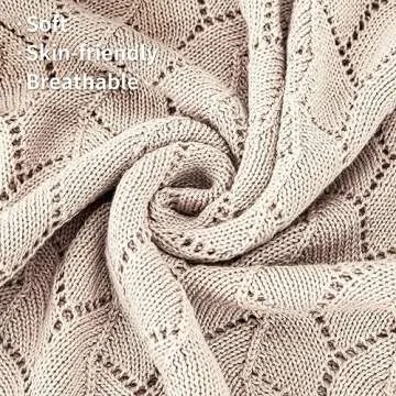 Soft Cotton Crochet Knit Baby Blanket for Newborns