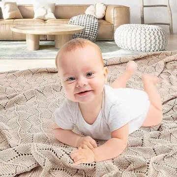 Soft Cotton Crochet Knit Baby Blanket for Newborns