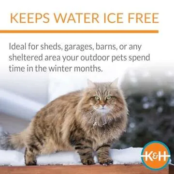 K&H Pet Products Thermal-Bowl Heated Water Bowl for Cats & Dogs Outside, Safety Listed Outdoor Heated Cat Bowl for Pets, Automatic No Freeze, Anti Chewy Cord - 32 Ounces Gray 12W