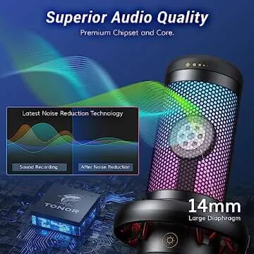 TONOR Gaming Mic, USB Microphone for PC Computer, Cardioid Condenser Mic with Adjustable RGB Modes & Brightness, Quick Mute, Gain Control, for Streaming, Podcasting, Recording, PS4/5 Desktop Mic TC310