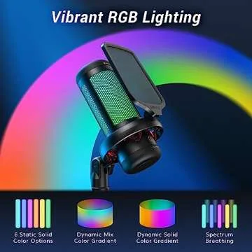 TONOR Gaming Mic, USB Microphone for PC Computer, Cardioid Condenser Mic with Adjustable RGB Modes & Brightness, Quick Mute, Gain Control, for Streaming, Podcasting, Recording, PS4/5 Desktop Mic TC310