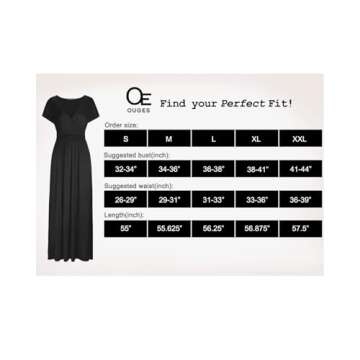 OUGES Womens Short Sleeve V-Neck Wrap Waist Maxi Dress(Green394,S)