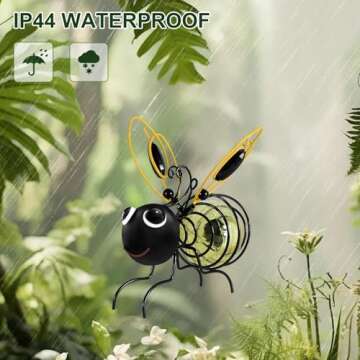 EVOLUX Hanging Bee Solar Garden Lights Decor for Outside, Outdoor Statues Figurine Lights Decorations for Patio Balcony Yard Ornament Housewarming(2 pcs)