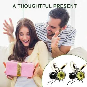 EVOLUX Hanging Bee Solar Garden Lights Decor for Outside, Outdoor Statues Figurine Lights Decorations for Patio Balcony Yard Ornament Housewarming(2 pcs)
