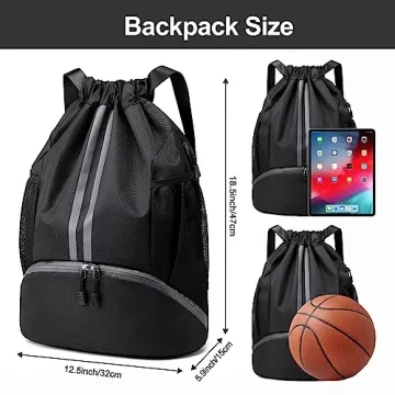 Hoedia Sports Drawstring Backpack with Waterproof Pocket