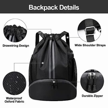 Hoedia Sports Drawstring Backpack with Waterproof Pocket
