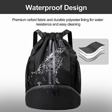 Hoedia Sports Drawstring Backpack with Waterproof Pocket