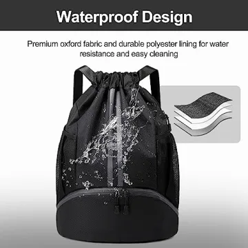 Hoedia Sports Drawstring Backpack with Waterproof Pocket