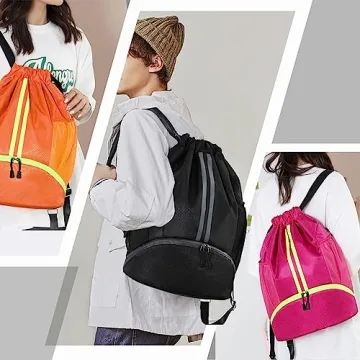 Hoedia Sports Drawstring Backpack with Waterproof Pocket