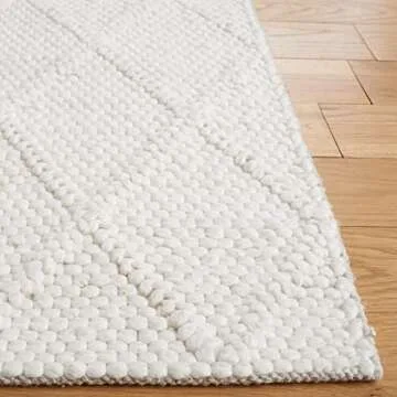 SAFAVIEH Natura Collection Area Rug - 8' x 10', Ivory & Ivory, Handmade Wool & Viscose, Ideal for High Traffic Areas in Living Room, Bedroom (NAT310A)