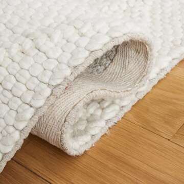 SAFAVIEH Natura Collection Area Rug - 8' x 10', Ivory & Ivory, Handmade Wool & Viscose, Ideal for High Traffic Areas in Living Room, Bedroom (NAT310A)