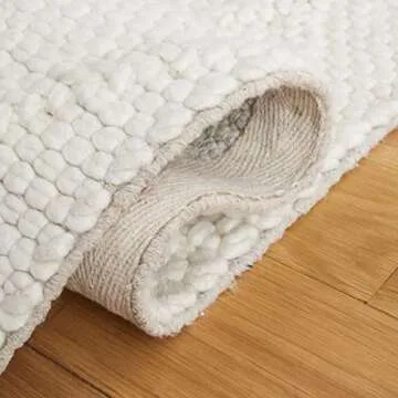 SAFAVIEH Natura Collection Area Rug - 8' x 10', Ivory & Ivory, Handmade Wool & Viscose, Ideal for High Traffic Areas in Living Room, Bedroom (NAT310A)