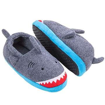 Little Kids Big Boys House Slippers, Kids Warm Slip On Home Slippers with Soft Memory Foam Cute Winter Nonslip Indoor Shark Dinosaur Soccer Dog Slippers
