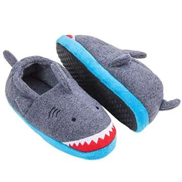Little Kids Big Boys House Slippers, Kids Warm Slip On Home Slippers with Soft Memory Foam Cute Winter Nonslip Indoor Shark Dinosaur Soccer Dog Slippers