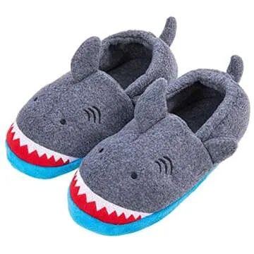 Little Kids Big Boys House Slippers, Kids Warm Slip On Home Slippers with Soft Memory Foam Cute Winter Nonslip Indoor Shark Dinosaur Soccer Dog Slippers