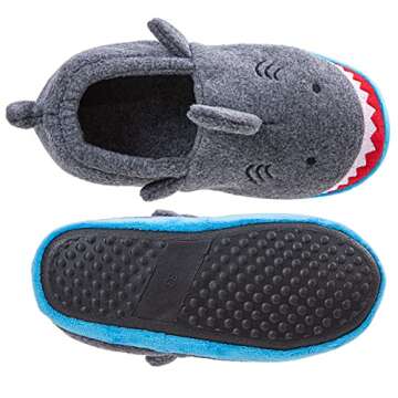 Little Kids Big Boys House Slippers, Kids Warm Slip On Home Slippers with Soft Memory Foam Cute Winter Nonslip Indoor Shark Dinosaur Soccer Dog Slippers