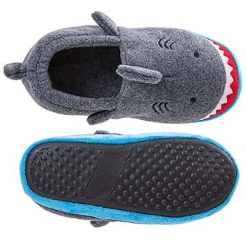 Little Kids Big Boys House Slippers, Kids Warm Slip On Home Slippers with Soft Memory Foam Cute Winter Nonslip Indoor Shark Dinosaur Soccer Dog Slippers