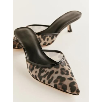 ZJGZF Leopard Mesh Kitten Heels for Women Stylish Comfort