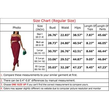 TDiooCor Womens Sexy Ruffles Layered Tops High Waist Loose Long Pant Summer Sets Casual Two Pieces Outfits With Pockets Burgundy