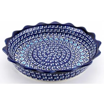 Handcrafted Classic Polish Pottery Quiche Dish 9.75"