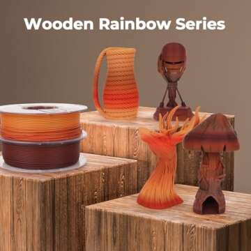 AMOLEN 3D Printing Filament Dark Wooden Rainbow Color Change Printer Filament PLA 1KG Spool 1.75mm 1...