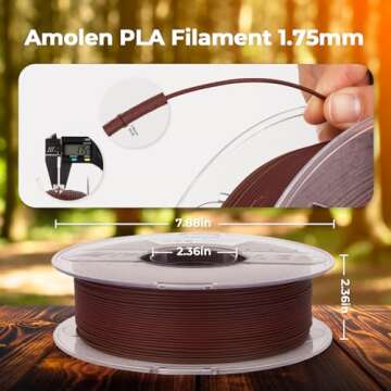 AMOLEN 3D Printing Filament Dark Wooden Rainbow Color Change Printer Filament PLA 1KG Spool 1.75mm 1.75mm Dry Rose Wood/Ebony/Burgundy/Walnut 1KG/2.2lb Fit Most FDM and Printer Pen Tigerwood
