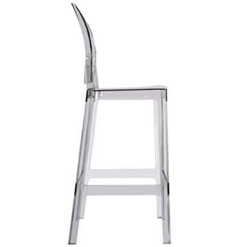 2xhome Set of 2 30" Seat Height Modern Contemporary Bar Stool with Oval Back Armless Polycarbonate Transparent Smoke