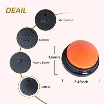 FRQNTKPA 8 Color Voice Recording Button, Dog Buttons for Communication Pet Training Buzzer, 30 Secon...