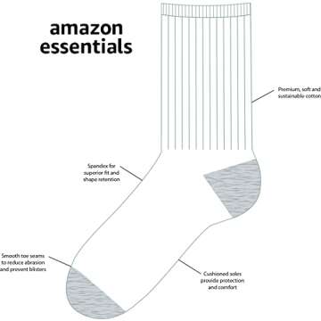 Amazon Essentials Boys' Cotton Crew Sports Socks - 10 Pairs, White Stripe, 2-3T