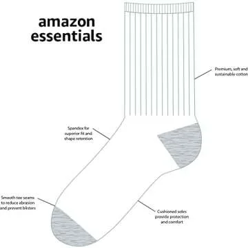 Amazon Essentials Boys' Cotton Crew Sports Socks - 10 Pairs, White Stripe, 2-3T