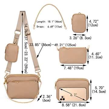 UTO Small Crossbody Bags for Women 3 in 1 Trendy Belt Purse Fashion Designer Mini Cute Sling Fanny Chest Pack