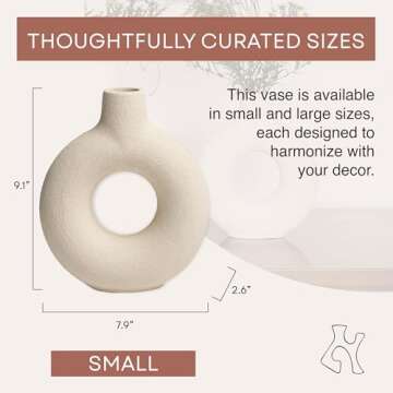 Villa Moda Oona Decorative Modern Ring Vase, Medium, White