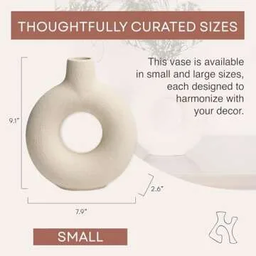 Villa Moda Oona Decorative Modern Ring Vase, Medium, White