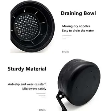 Layron Ramen Cooker Ramen Bowl Set with Chopsticks 33oz Microwave Noodle Bowl College Dorm Room Essentials for Girls for Boys Apartment Essentials-Black