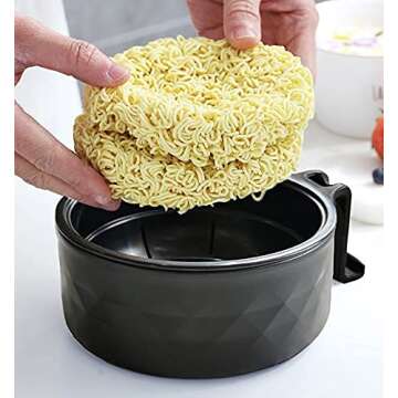 Layron Ramen Cooker Ramen Bowl Set with Chopsticks 33oz Microwave Noodle Bowl College Dorm Room Essentials for Girls for Boys Apartment Essentials-Black