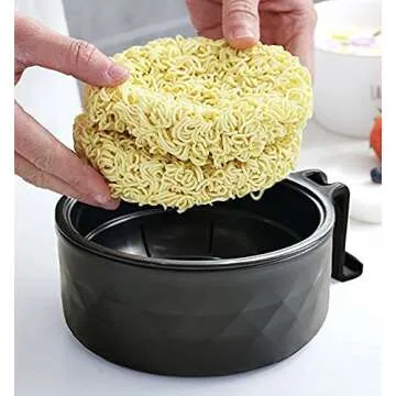 Layron Ramen Cooker Ramen Bowl Set with Chopsticks 33oz Microwave Noodle Bowl College Dorm Room Essentials for Girls for Boys Apartment Essentials-Black