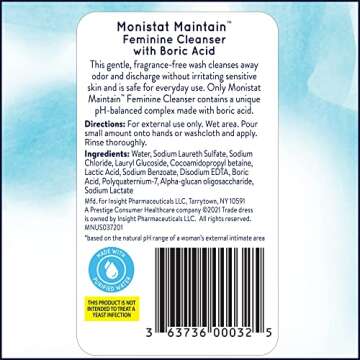 Monistat Boric Acid Feminine Cleanser, Fragrance Free Feminine Wash, 10 Fl Oz, 1 Pack