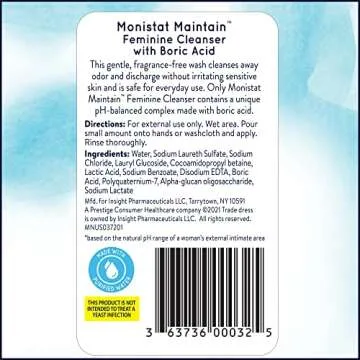 Monistat Boric Acid Feminine Cleanser, Fragrance Free Feminine Wash, 10 Fl Oz, 1 Pack