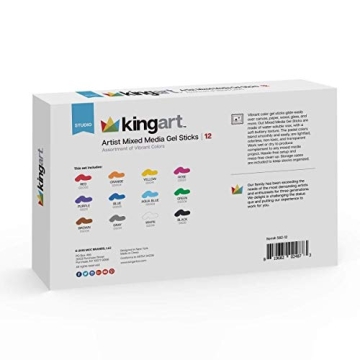 KINGART 12 Gel Stick Crayons Vibrant Water-Soluble Art