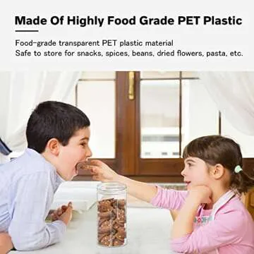 SLifeJars 16oz Clear Plastic Jars with Airtight Lids