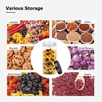 SLifeJars 16oz Clear Plastic Jars with Airtight Lids