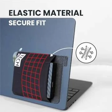 TECH FLUENT - External Hard Drive Holder - Portable HDD & SSD Adhesive Case - Organizer Pouch Wireless Storage for Samsung Sandisk WD Seagate Toshiba ADATA LaCie (Big Size 5.94 x 4.52 x 0.12 in)